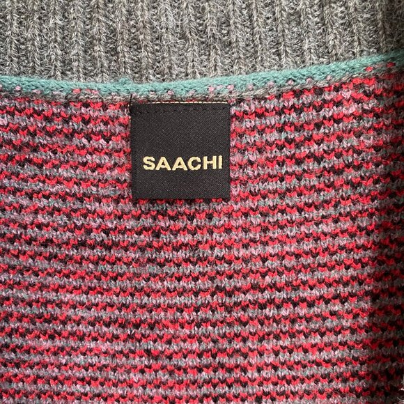 Saachi Square Patch Open Front LOng Kimono Cardigan *Grey* One Size - Picture 12 of 13